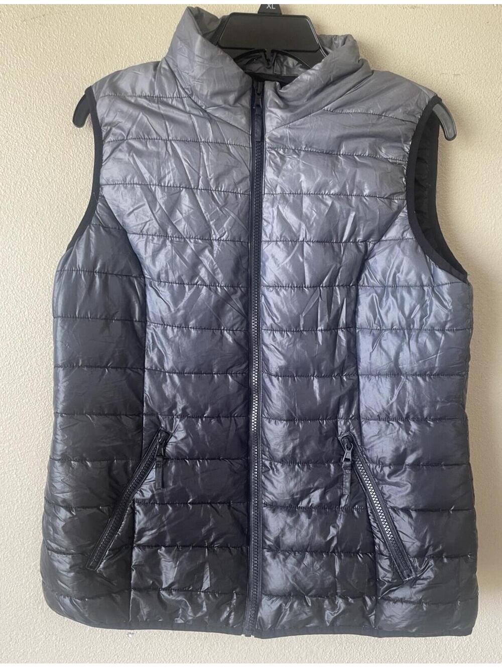 Jackson Hole Outerwear Zip Front Grey Black Ombre Vest Large